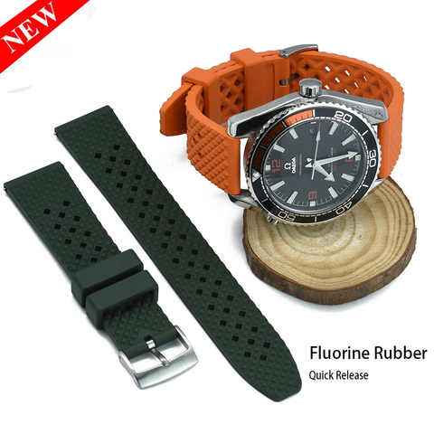 New Uniquely Tropic Designed Quick Release Watch Bands 18mm 20mm 22mm Diving Waterproof Bracelet FKM Fluorine Rubber Watch Strap ► Photo 1/1