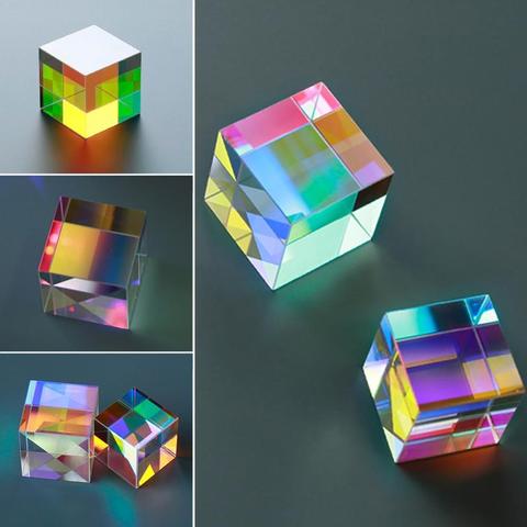 NEW Prism Six-Sided Bright Light Combine Cube Prism Stained Glass Beam Splitting Prism Optical Experiment Instrument #20 ► Photo 1/6