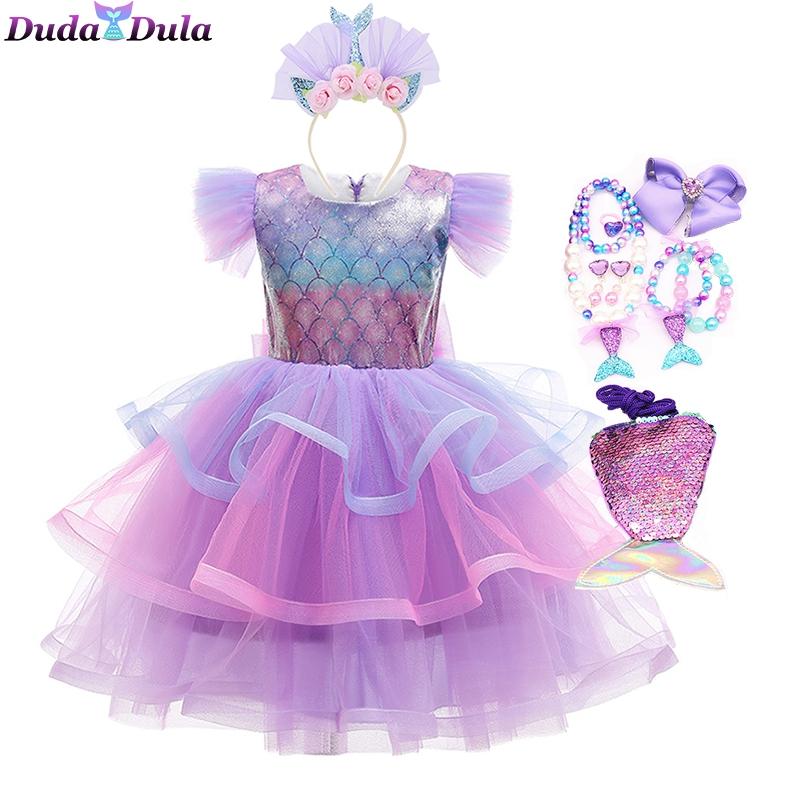 Little Mermaid Evening Elegant Dress Anime Clothes Dresses for Girls Costume Kids Fancy Dress for Girls Carnival Costumes 2022 ► Photo 1/6