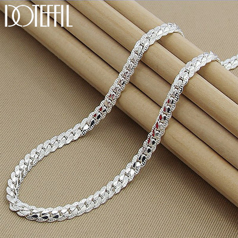 DOTEFFIL 925 Sterling Silver 6mm Full Sideways Necklace 18/20/24 Inch Chain For Woman Men Fashion Wedding Engagement Jewelry ► Photo 1/6