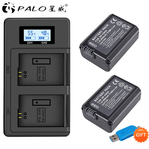 2pcs NP-FW50 NP FW50 Camera Battery +LCD digital camera battery Charger for Sony Alpha a6500 a6300 a6000 a5000 a3000 NEX-3 a7R ► Photo 1/6