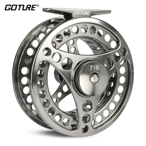 Goture 3/4 5/6 7/8 9/10 WT Fly Fishing Reel CNC Machine Cut Large Arbor Die Casting Aluminum Fly Reel with bag ► Photo 1/6
