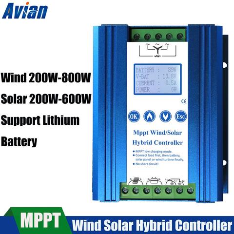 1400W MPPT Wind Solar Hybrid Controller Boost Charging 12V 24V Auto Free Dump Load Compatible with Lithium or Lead-Acid Battery ► Photo 1/5