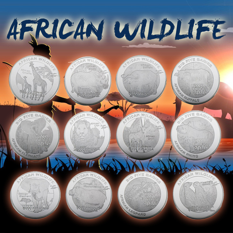 African Wildlife Zambia Kwacha Sliver Plated Commemorative Coin Animal Souvenir Coins Elephant Lion Buffalo Challenge Coin Gifts ► Photo 1/6