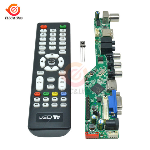 Universal LCD Controller Board TV Motherboard VGA HDMI AV TV USB HDMI Interface Driver Board Module with English Remote Control ► Photo 1/6