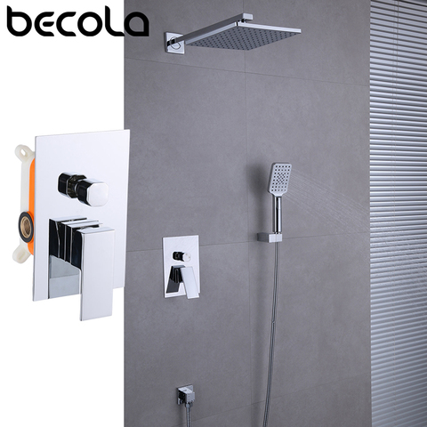 BECOLA Wall Mount Bathroom Rain Waterfall Shower Faucets Set  2 Ways Valve Chrome/Black/Gold Shower System Bathtub Shower Faucet ► Photo 1/6