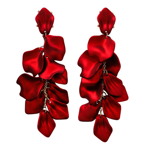 2022 hot fashion exaggerated earrings personality red rose petals long earrings beach party holiday earrings for women ► Photo 1/6
