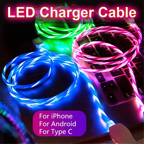 3A LED Lighting USB Cable QC 3.0 Fast Charger Cable Rapid Charging Wire for Micro USB Cable Type C Tape C Quick Charge USB Cable ► Photo 1/6