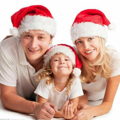 Soft Plush Christmas Hat Party For Baby Adult Santa Hats Red Decoration New Year Decoration Kids Gift Holiday Party Supplies Lot ► Photo 1/6