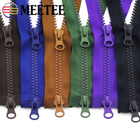 Meetee 2pcs 80/90/100/120/150cm Resin Double Silders Zipper Open-End Auto Lock Two-way Double Open Zip for Down Jacket DIY Sew ► Photo 1/6