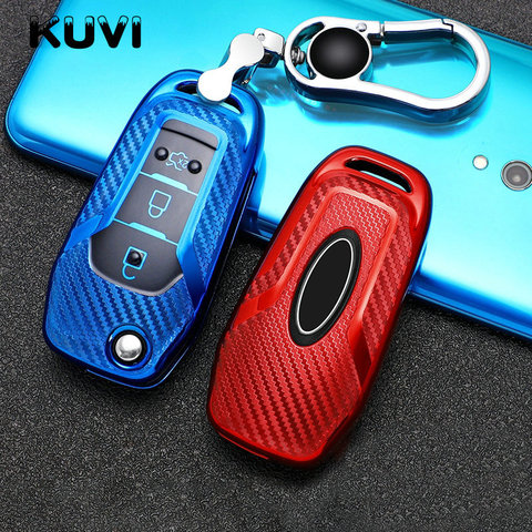 Tpu Carbon Filber Car Remote Key Case Cover For Ford Fusion Fiesta Mondeo Escort F-150 F-250 Explorer Ranger Kuga 2 Focus MK3 ► Photo 1/6