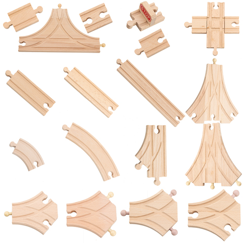 34 Models Wooden Track Parts Beech Wooden Railway Train Track TOY Accessories Fit for All Common Wooden Tracks ► Photo 1/3