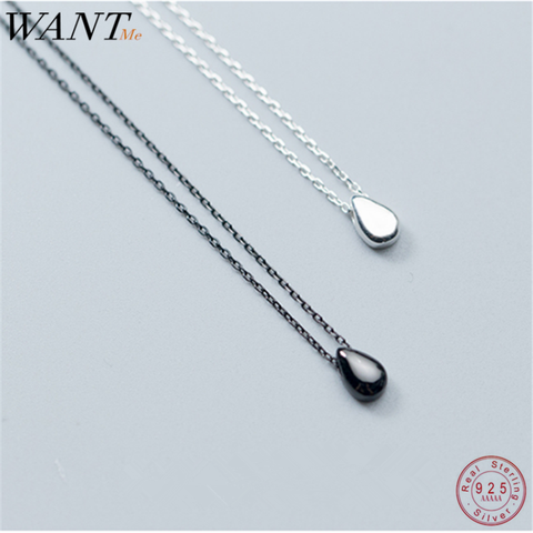 WANTME Real 100% 925 Sterling Silver Minimalist Geometric Droplet Chain Pendant Necklace for Women Teen Jewelry Gift Accessories ► Photo 1/6