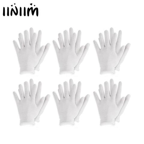 White Thin and Reusable Elastic Cotton Work Gloves for Dry Hand Moisturizing Cosmetic Eczema Hand Spa Coin Jewelry Inspection ► Photo 1/6