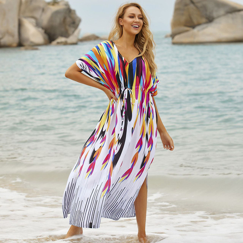 Cotton Plus size Beach Cover up Kaftan Beach 2022 Robe de Plage Kimono Bikini cover up Sarong Tunic For Beach Vestidos playa ► Photo 1/6