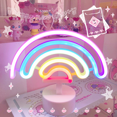 Rainbow Unicorn Neon Led Night Lamp Girls Bedroom Warm Night Light Room Decoration 3d Acrylic Table Desk Lamp Gifts ► Photo 1/6