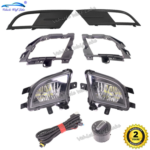 For VW Jetta 6 A6 MK6 2015 2016 2017 2022 Car-Styling Front Bumper LED Fog Light Lamp + Wire +Grille Cover + Switch ► Photo 1/6