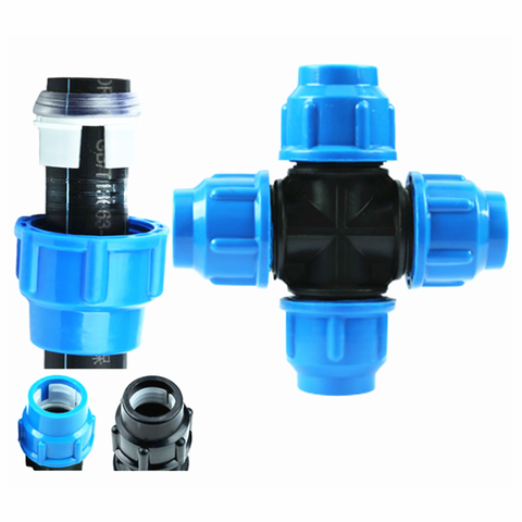 PE fittings quick Union Plastic fittings four-way union joint 20/25/32/40/50/63mm ► Photo 1/6