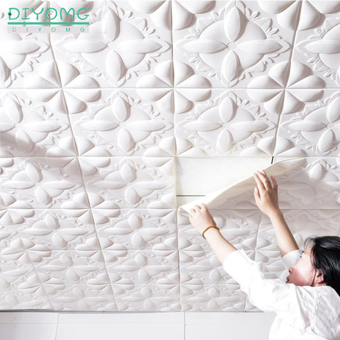 Self-adhesive Roof Wallpaper 3D PVC Waterproof Ceiling Wallpaper Contact Stickers Stereo TV Background Ceiling Decor Paper Decal ► Photo 1/6