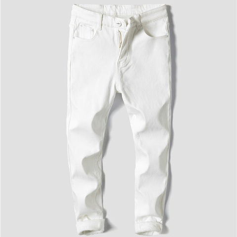 2022 Men Stretch Jeans Fashion white Denim Trousers For Male Winter fleece Retro Pants Casual Men's Jeans size 27-36 ► Photo 1/6