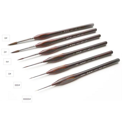 6pieces /lot 00000#~6# Pointed Painting Brush Outline Pen Combo for Gundam Model Building Military Model DIY ► Photo 1/6
