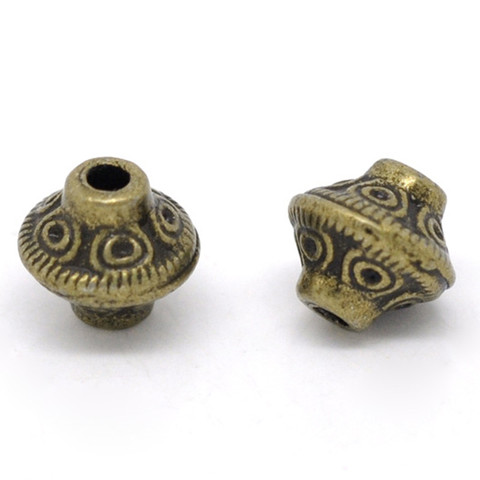 DoreenBeads Zinc Alloy Spacer Beads Bicone Antique Bronze Carved DIY Making Jewelry About 6mm x 6mm, Hole:Approx 1.6mm, 20 PCs ► Photo 1/3