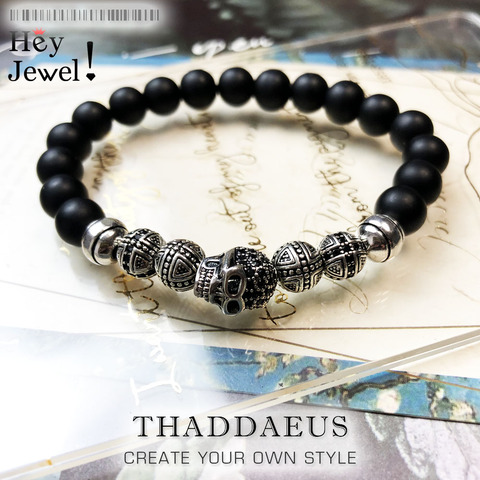 Skull Cross Bead Bracelet,Europe Style Rebel Fashion Punk Jewelry For  Men And Women,2022 Beads Silver Obsidian Gift Heart ► Photo 1/6