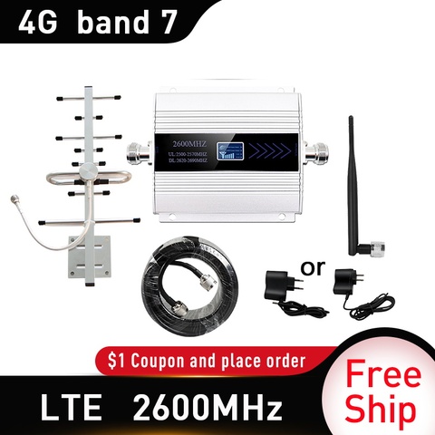 4G LTE DCS 2600mhz Moblie phone Booster 2600 Signal Repeater Gain 65dB 4G Network Cellular Amplifier 5dbi whip indoor antenna ► Photo 1/6