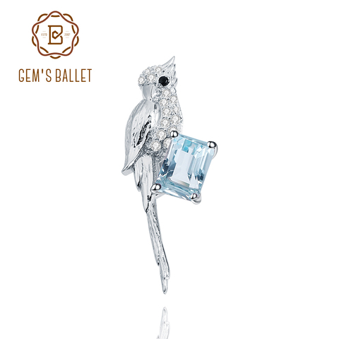 GEM'S BALLET 925 Sterling SIlver Statement Brooch Natural Sky Blue Topaz Gemstone Handmade Bird Brooches For Women Fine Jewelry ► Photo 1/6