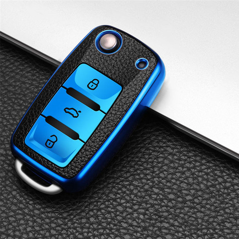 Car key case for volkswagen vw magotan polo golf 4 3 6 5 6 mk6 passat b5 b6 b8 b7 touran bora tiguan jetta lavida skoda octavia ► Photo 1/5