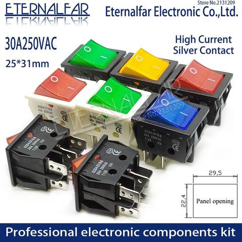 KCD4 Electric Welding Machine Ship Type Switch With Red Green Blue Yellow Light 30A 250V AC Oven Electric Heater 4PIN DIP6 T8555 ► Photo 1/5