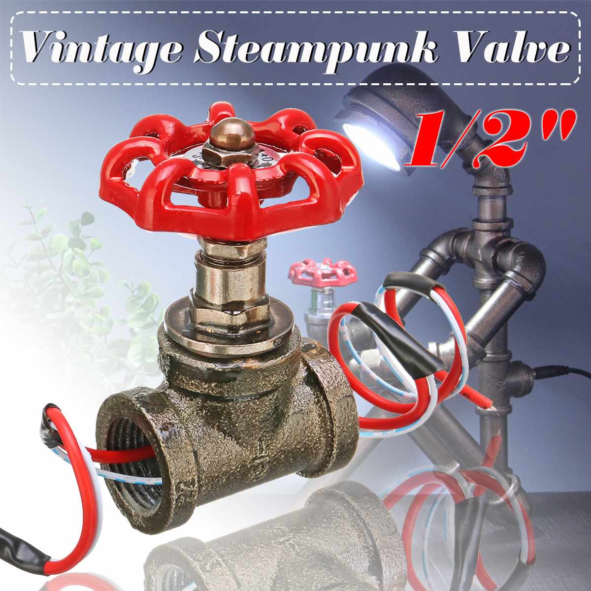 Vintage Steampunk 1/2'' Stop Valve Table Light Switch Water Pipe Lamp Wire 