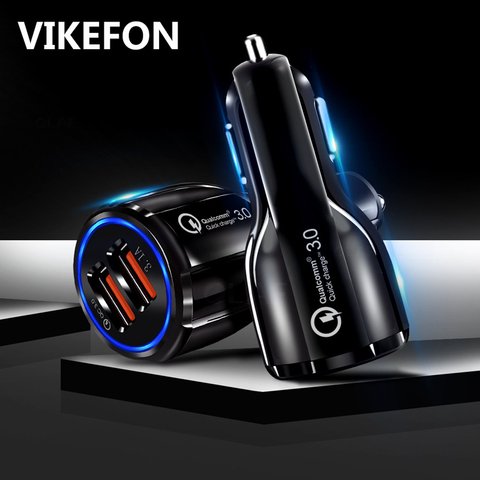 VIKEFON USB Car Charger Quick Charge 3.0 QC 3.0 Mobile Phone USB Type C Fast Charging for iPhone X Samsung Xiaomi Car-Charger ► Photo 1/6