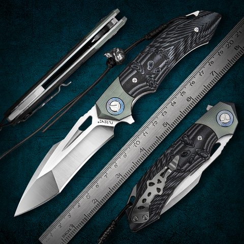 NEWOOTZ Skull Theme Folding Pocket Knife Titanium Damascus Steel Handle EDC Outdoor Self Defence Survival Knives ► Photo 1/6