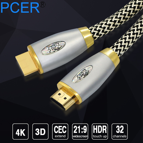 PCER HDMI Cable HDMI to HDMI 2.0 Golden Plated HDR 4K for Splitter Extender Adapter Nintend Switch PS4 Xiaomi TV Box 1m 5m 10m ► Photo 1/6