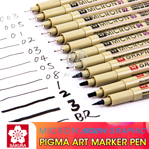 Waterproof Ink Black Micron Neelde Drawing Pen Pigment Fine Line Sketch  Markers Pen For Writing Hand-paint Anime Art Supplies