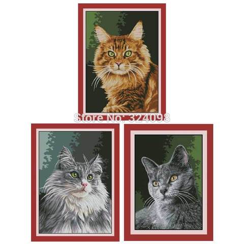 Cat series patterns Counted Cross Stitch 11CT 14CT 18CT DIY Chinese Cross Stitch Kit Embroidery Needlework Sets ► Photo 1/6