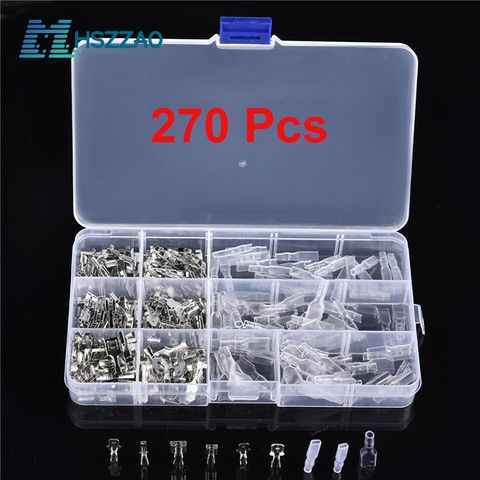 150 Pcs 270 Pcs 2.8/4/4.8/6.3mm Brass Crimp Terminal Male Female Spade Connector Electrical Wire Connector Plug Auto Accessories ► Photo 1/6