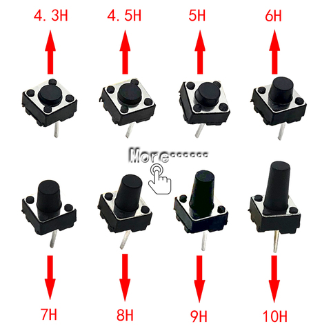 100pcs 6x6 Push button switch center 2pin 6*6*4.3/4.5/5/6/7/8/9/10/11/11.5/12MM touch switch short pin micro switch brand new ► Photo 1/5