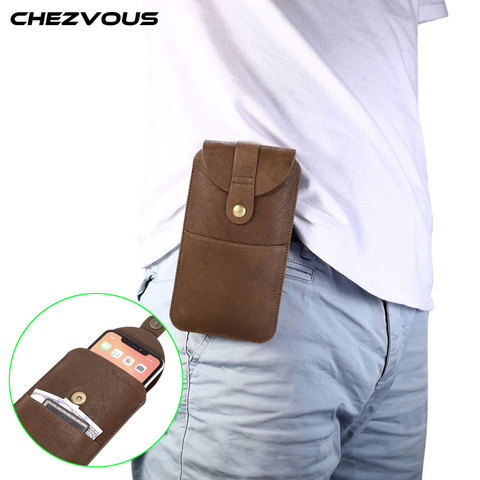 Genuine Leather Phone Cover Belt Clip Holster Flip Pouch Case for SAMSUNG Huawei Xiaomi OPP 4.7/5.2/5.8/6.5 inch Universal Bag ► Photo 1/6