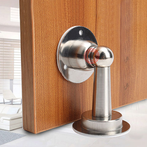 New Stainless Steel Magnetic Door Stopper Sticker Toilet Glass Hidden Door Holders Catch Floor Nail-free Doorstop Door Hardware ► Photo 1/6