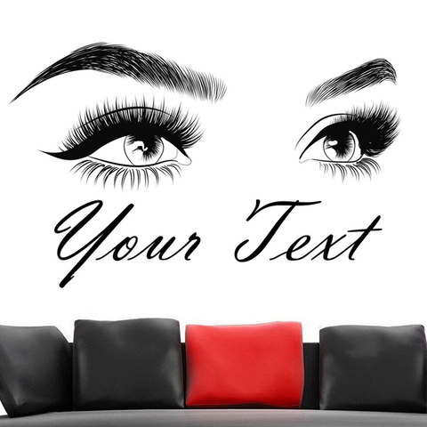 Lash & Brows Eyes Quote Wall Stickers Fashion Vinyl Eyelashes Wall Decals Beauty Salon Eyebrows Store Decor 2155 ► Photo 1/4