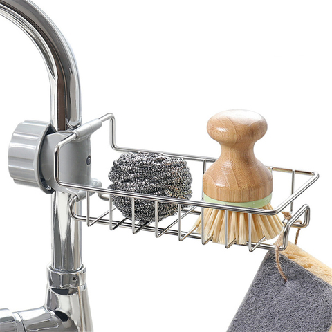 Adjustable Sink Drain Rack Sponge Storage Faucet Holder Soap Drainer Shelf Basket Organizer Kitchen Bathroom Accessories ► Photo 1/6