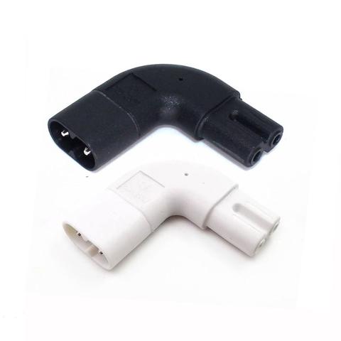 Right Angled IEC 320 C7 Female To C8 Male 2-Pin AC Power Plug Converter Adapter White/Black ► Photo 1/6