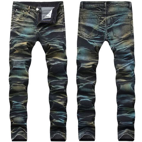 Original Design 2022 New Elastic Jeans Men's Pants Long Men Fashion Painted Jeans Stretch Straight Slim Printed Denim Trousers ► Photo 1/5