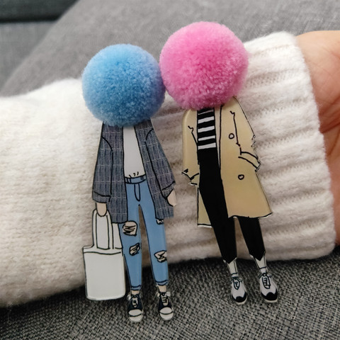 New T-Shirt Bags Brooch Diy Sweater Coat Model Accessories Brooches Arcylic Pins for Woman Wool Ball Badges ► Photo 1/6