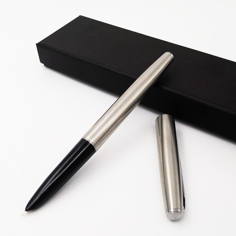 Jinhao 911 Silver Steel Fountain Pen with 0.38mm Extra Fine Nib inks pen luxury metal Finance pens office school supplies ► Photo 1/4
