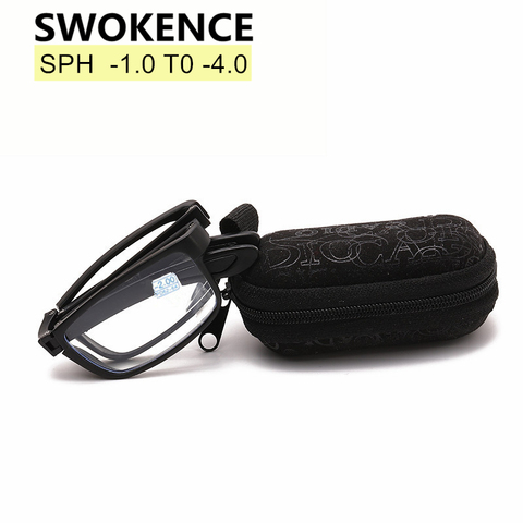 SWOKENCE SPH -1 to -4.0 Folded Prescription Glasses For Myopia Women Men Collapsed Frame Spectacles For Nearsighted Folding F120 ► Photo 1/6