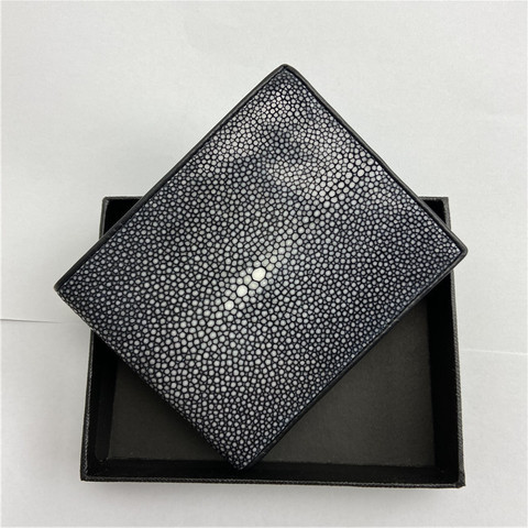 Thailand Genuine Stingray Sand Dot Skin Men's Short Bifold Wallet Card Holders Exotic Leather Male Small Black Clutch Purse ► Photo 1/6