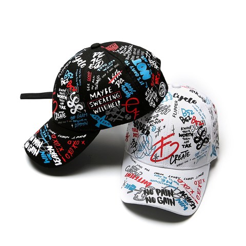 2022 New Fashion Unisex Women Men Hats Adjustable Black White Color Printing Graffiti All-matching Baseball Cap Adjustable ► Photo 1/5